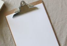 Clipboard with paper