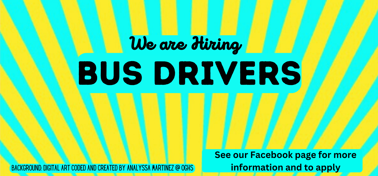 We are hiring bus drivers! See our Facebook page for more information and to apply